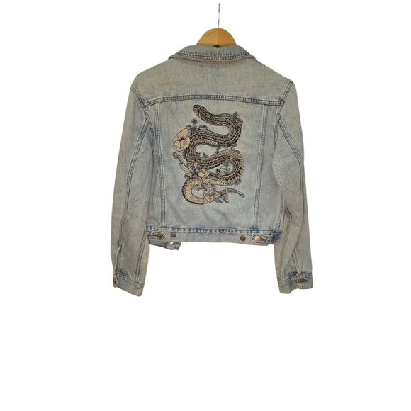 BDG urban outfitters Denim Jacket Snake Embroidered Jacket Women's Size Medium - Picture 1 of 12